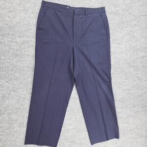 Vintage Lands End Pants Mens 36 Blue Worsted Wool Suspender Made in USA Classic